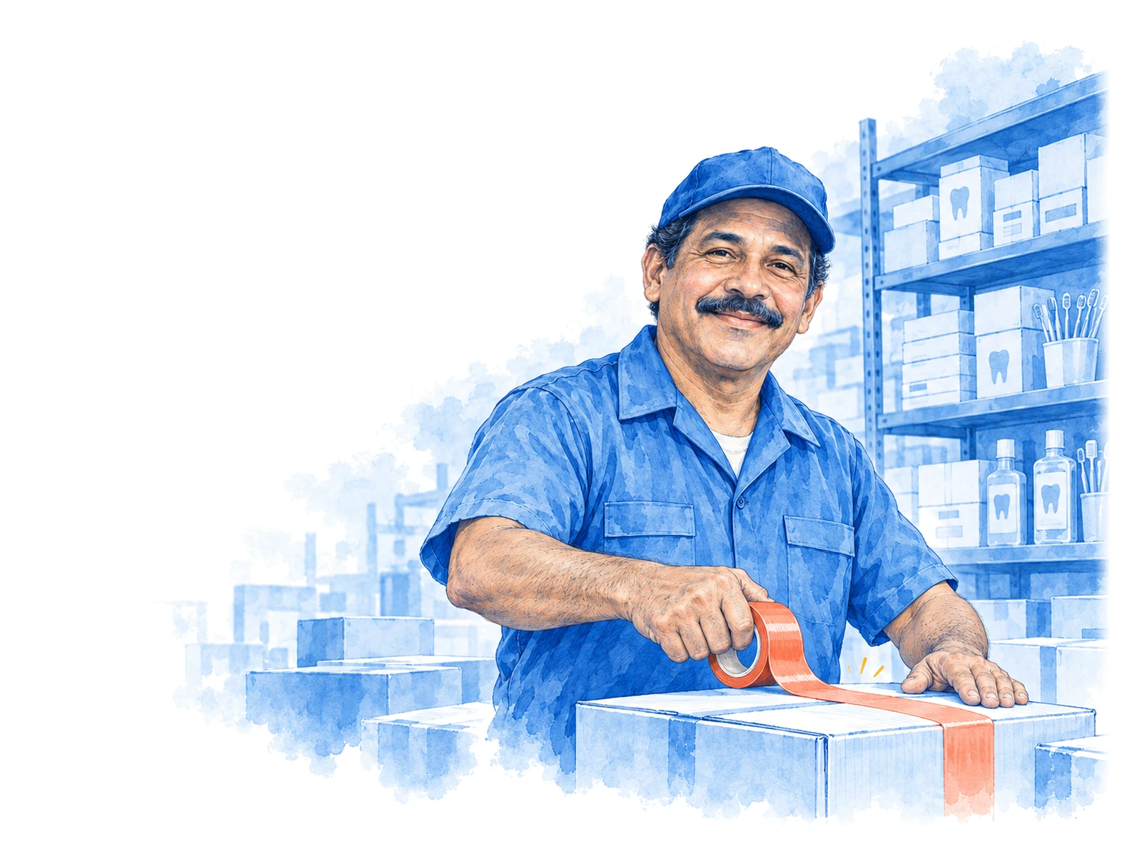Bodega de un depósito preparando un pedido