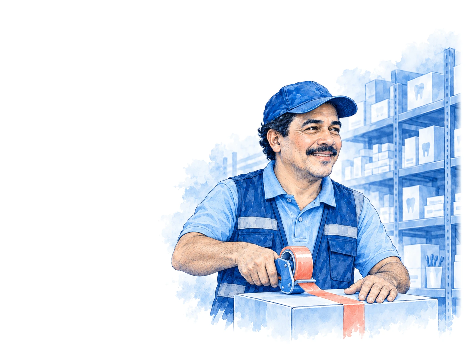 Bodega de una distribuidora preparando un pedido